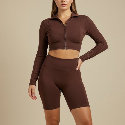 The Apex Zip Set – Espresso Compression Sculpt Co-Ord